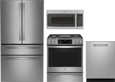 4 Piece Package Includes Refrigerator, Range, Microwave And Dishwasher